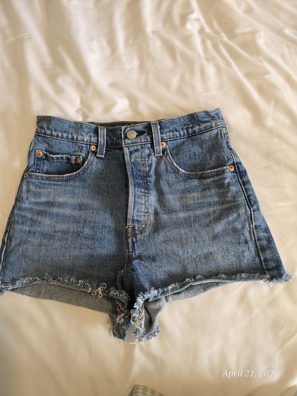 Levi's Women's Ribcage Blue Denim Cutoff Jean Shorts